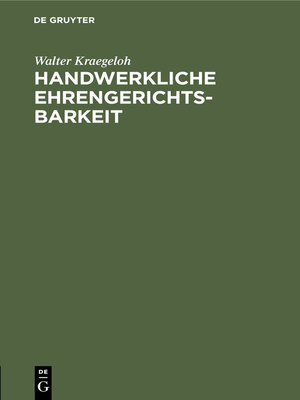 cover image of Handwerkliche Ehrengerichtsbarkeit